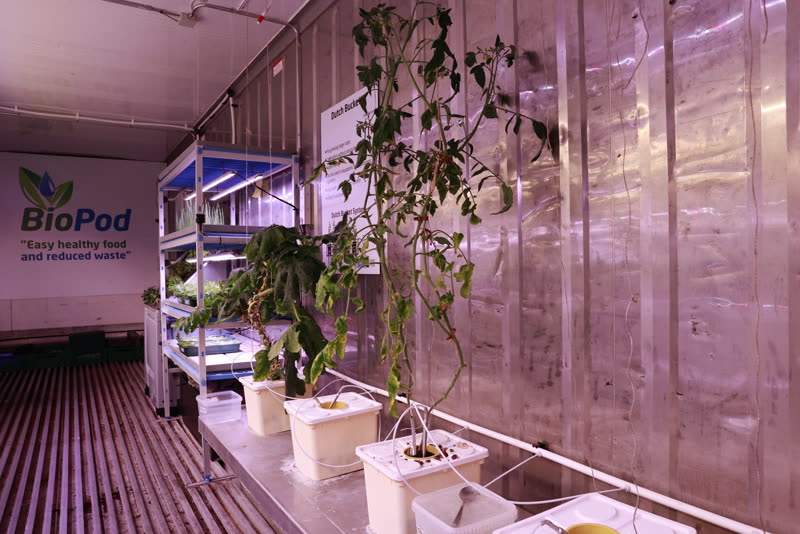 BioPod-banneret for enden af containeren.